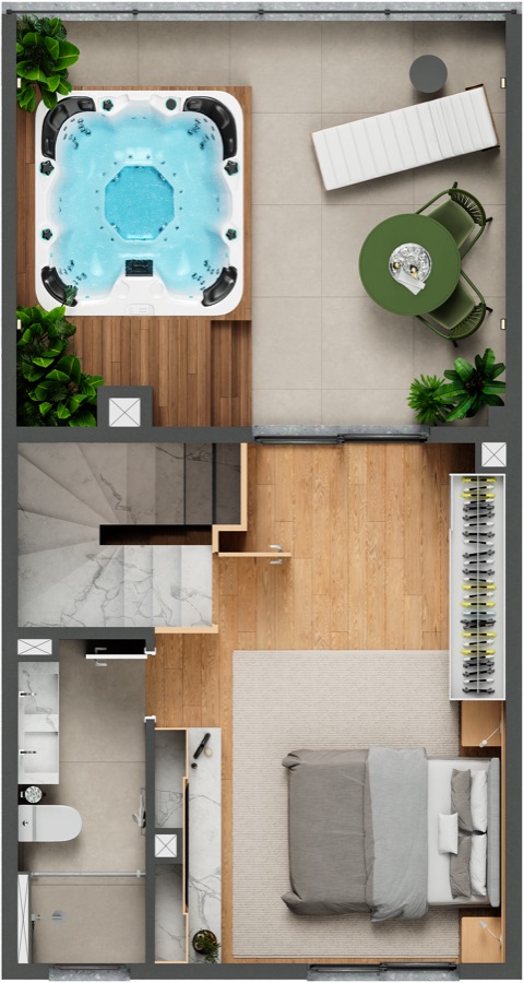 Planta do 3º pavimento com suíte